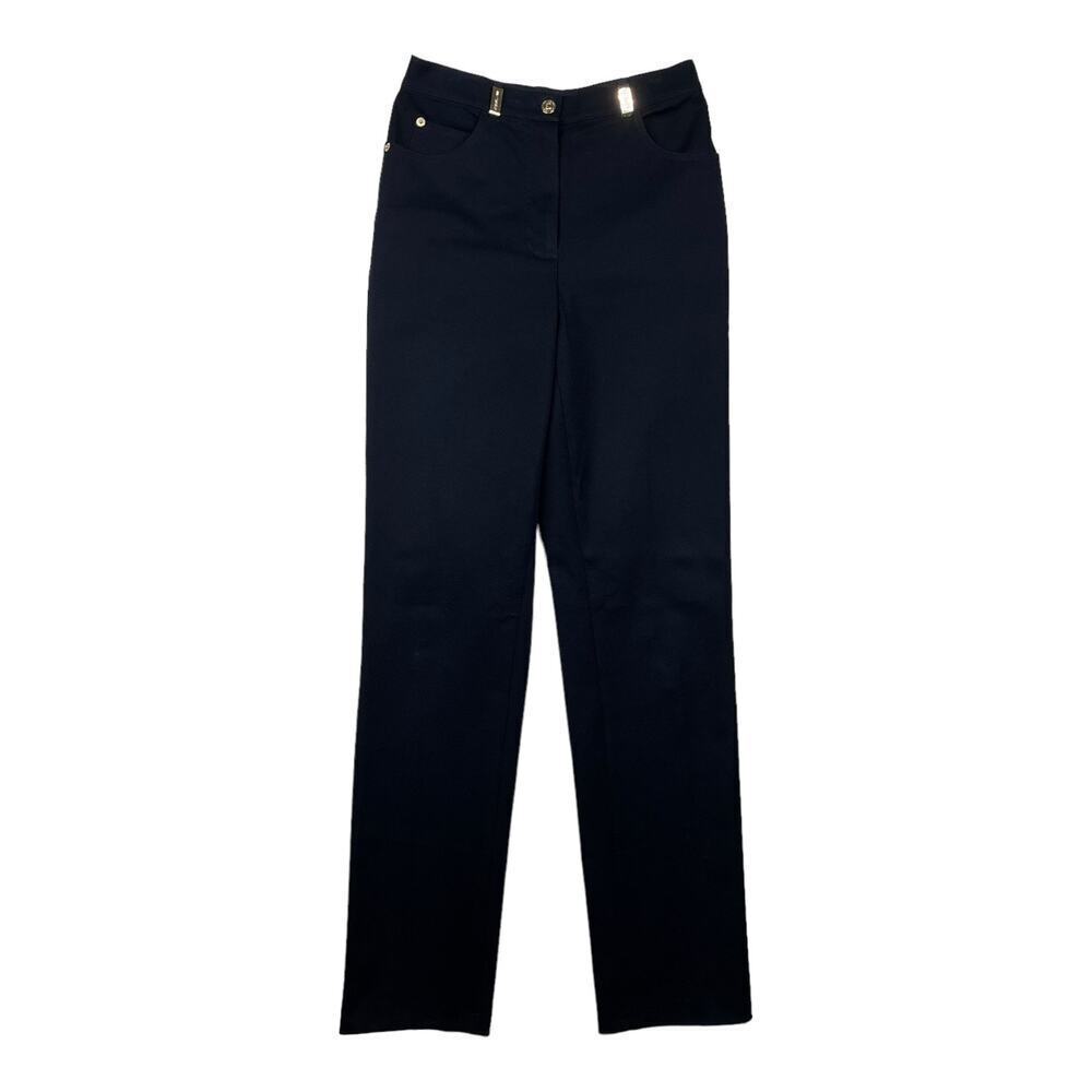 St. John Sport by Marie Gray Straight Leg Black with Gold Dress Pants Size 2x32